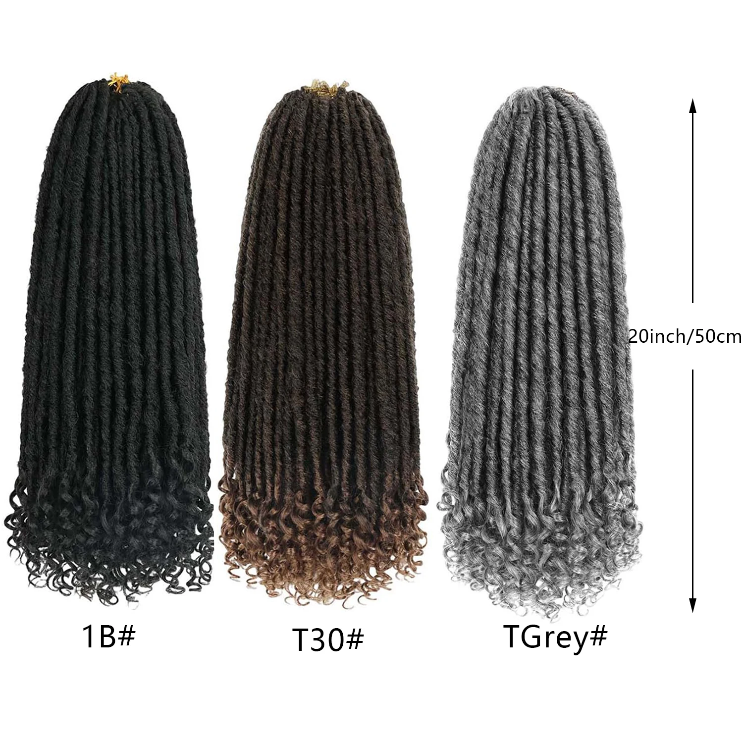 Goddess Locs Crochet Hair 16/20 Inch Straight Faux Locs Crochet Braids, Pre-Looped Curly Soft Synthetic Braiding Hair