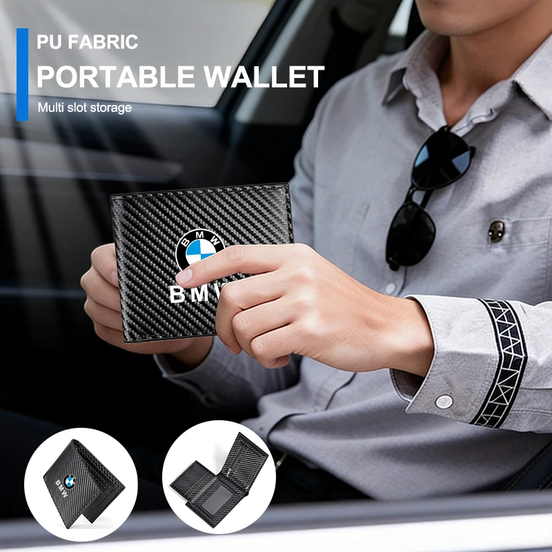 Carbon Fiber Streamlined Men's Sticker Wallet Portable Card Case For BMW M5 M4 M3 F20 F40 F22 F30 E90 F32 F10 F06 F07 F46 E60 Z4 - view 2