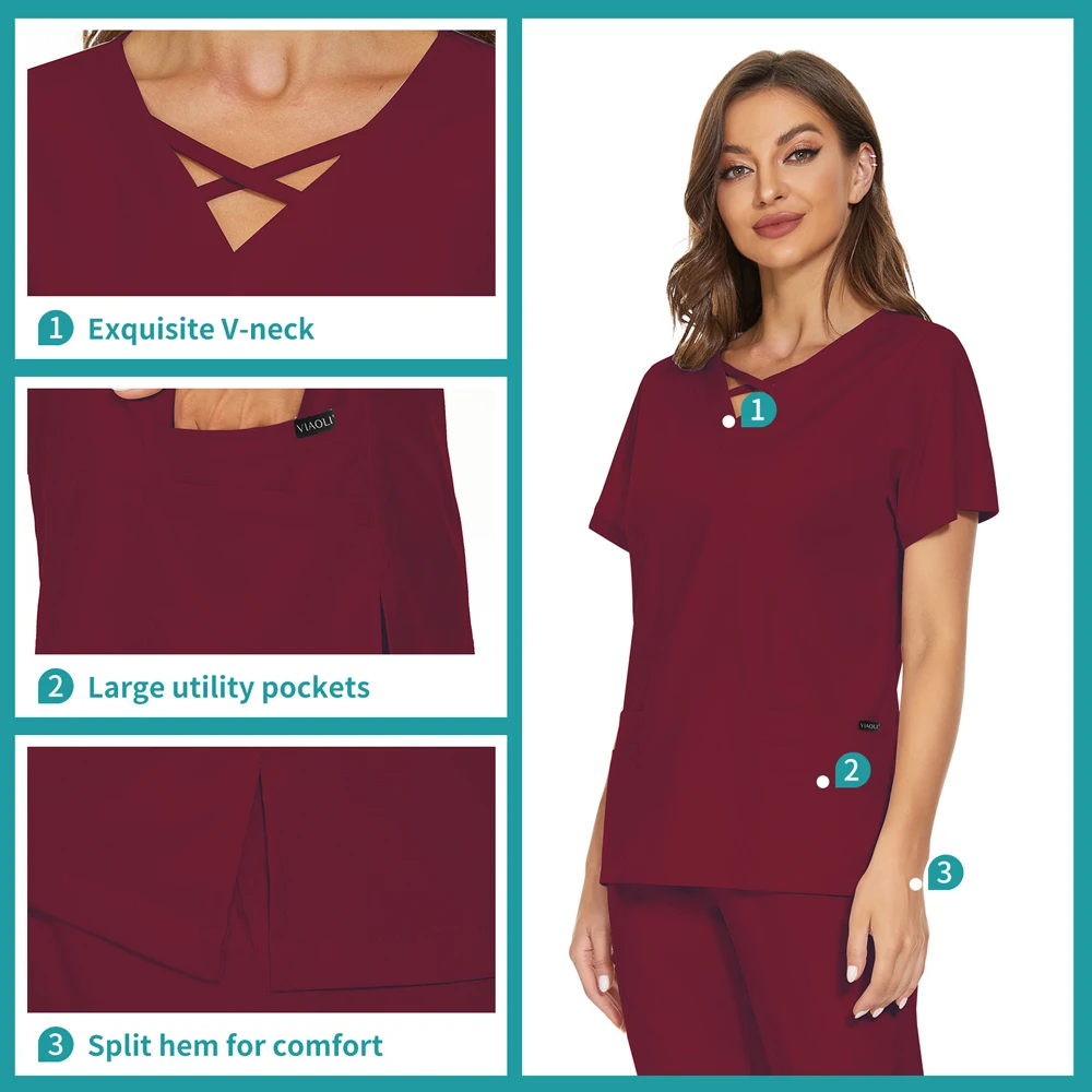 تصميم الازياء ملابس حريمي عيادة عمال فرك القمم الطبية موحدة جراحة فرك قميص الحيوانات الأليفة متجر معاطف للأطباء والممرضات موحدة XS-XXL