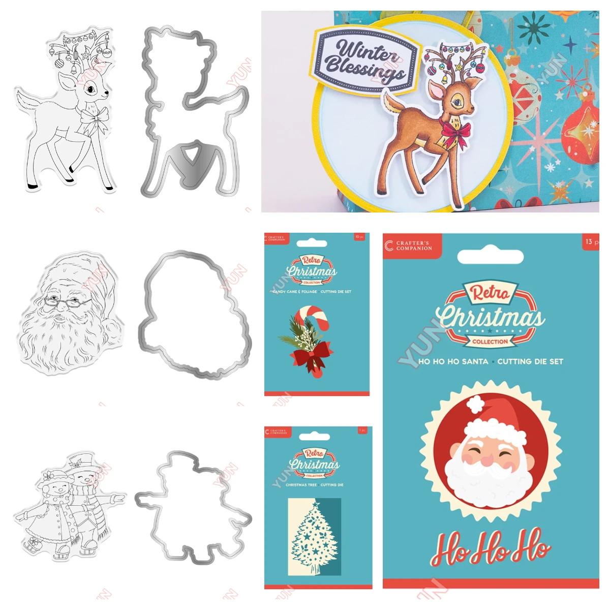 

New 2025 Christmas Die Stamps Holiday Add Tree Santa Candy Cane Foliage Reindeer Snowman Dies Handmade DIY Scrapbook Card Craft