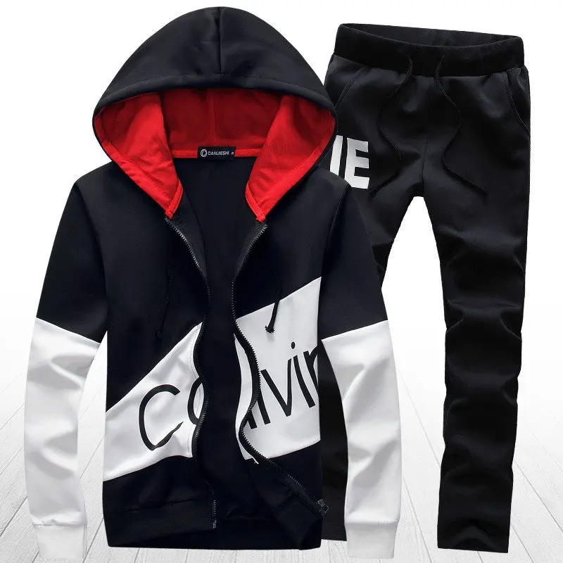 Spring Autumn Men Sports Suit Tracksuit Hooded Jacket Sweatshirt Hoodies+pants Leisure Running Jogger Set Sportswear