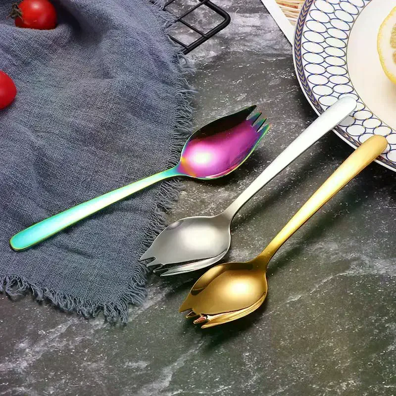 Spoon And Fork Combo, Household Salad Spoon, Fruit Fork, Soup Spoon, Portable Cutlery Stainless Steel