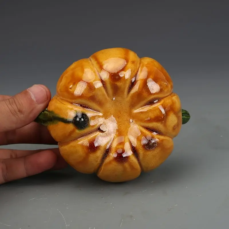 Tang Sancai Pumpkin Shape Porcelain Water Drop Brush Washer Antique Chinese Ceramic Collectible Decor