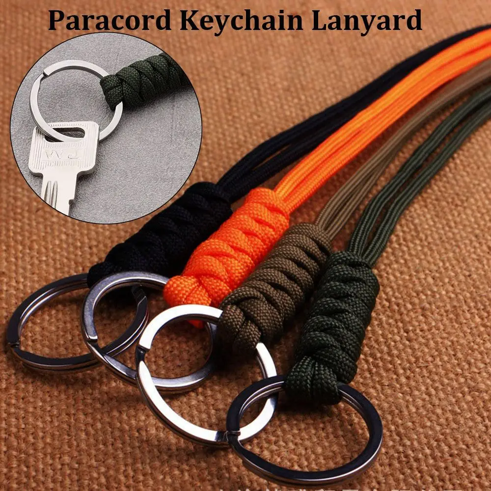 

20 Styles Paracord Keychain Lanyard High Quality 45cm/14cm High Strength Lanyard Backpack Key Ring Outdoor Tool