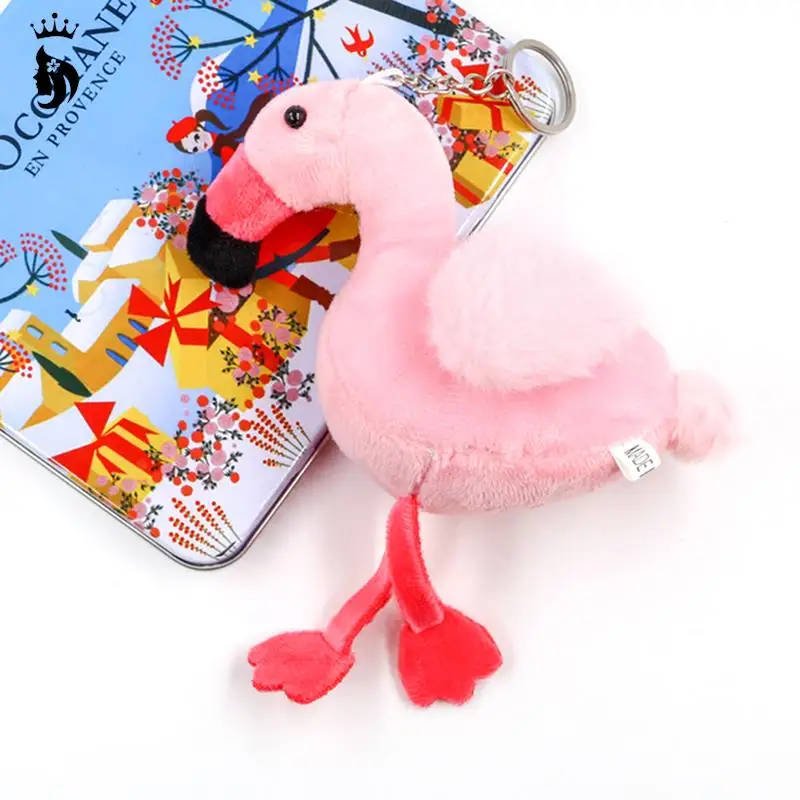 1PC Fluffy Flamingo Keychain Pompom Woman Fur Bag Charms Keyrings Pom Car Pendant Key Ring Holder Jewelry Christmas Random Color