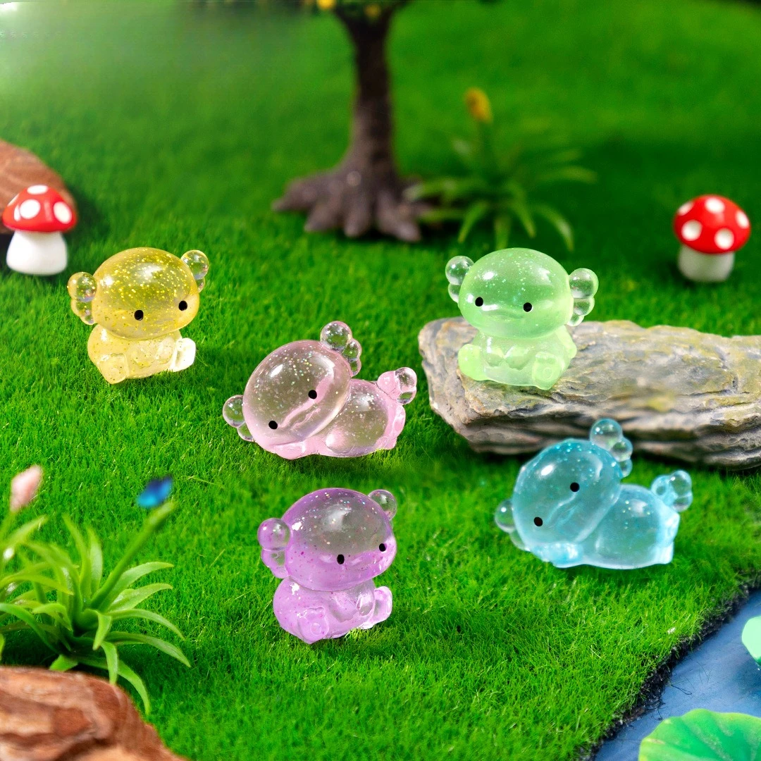 10-50 فلاش الدهون Axolotl المنمنمات Ambystoma المكسيكي يتوهج في الليل موس Microlandscape الديكور لطيف الحيوانات خزان الأسماك DIY بها بنفسك #3