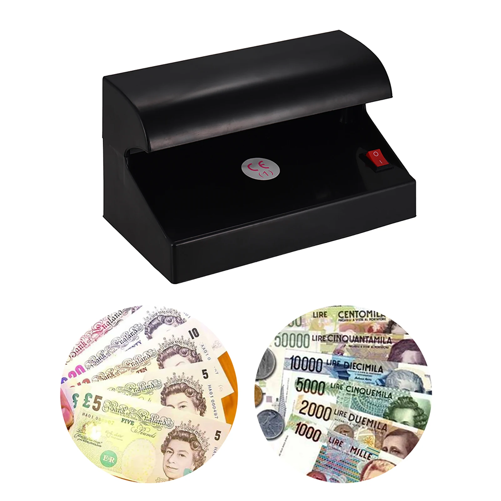 Portable Desktop Multi-Currency Money Detector Counterfeit Cash Currency Banknote Checker Tester Single UV Light with ON/OFF