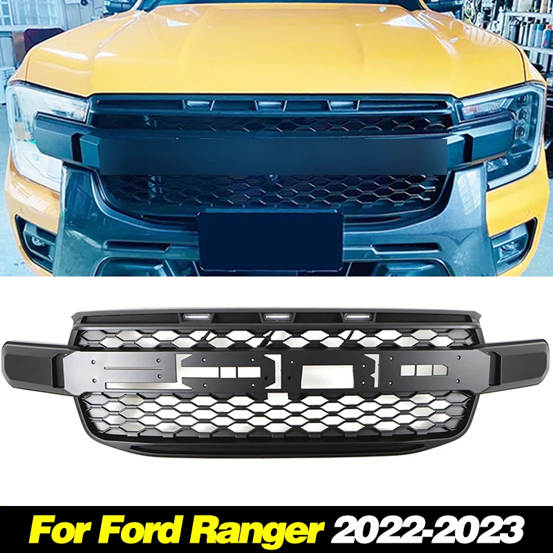 

Front Bumper Grill With Led Lights Auto Parts Grille Modification Fits For Ford Ranger 2022 2023 2024