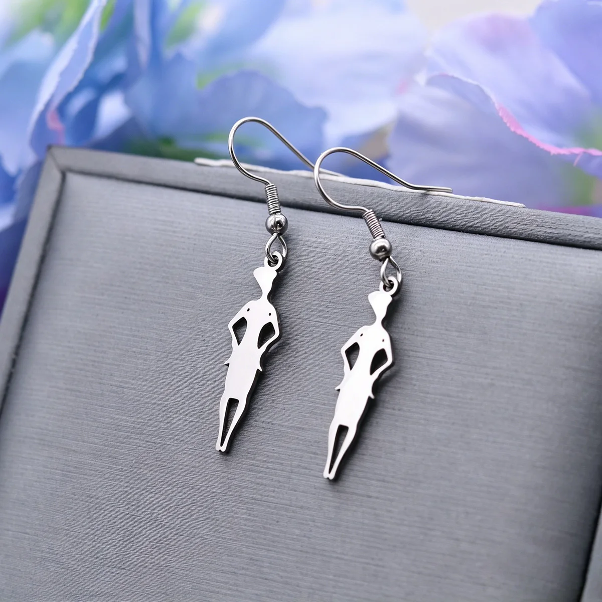 Woman Figure Charms Earrings for Women Exquisite Body Aesthetic Pendant Ear Hook Stainless Steel Jewelry Ear Cartilage Puncture