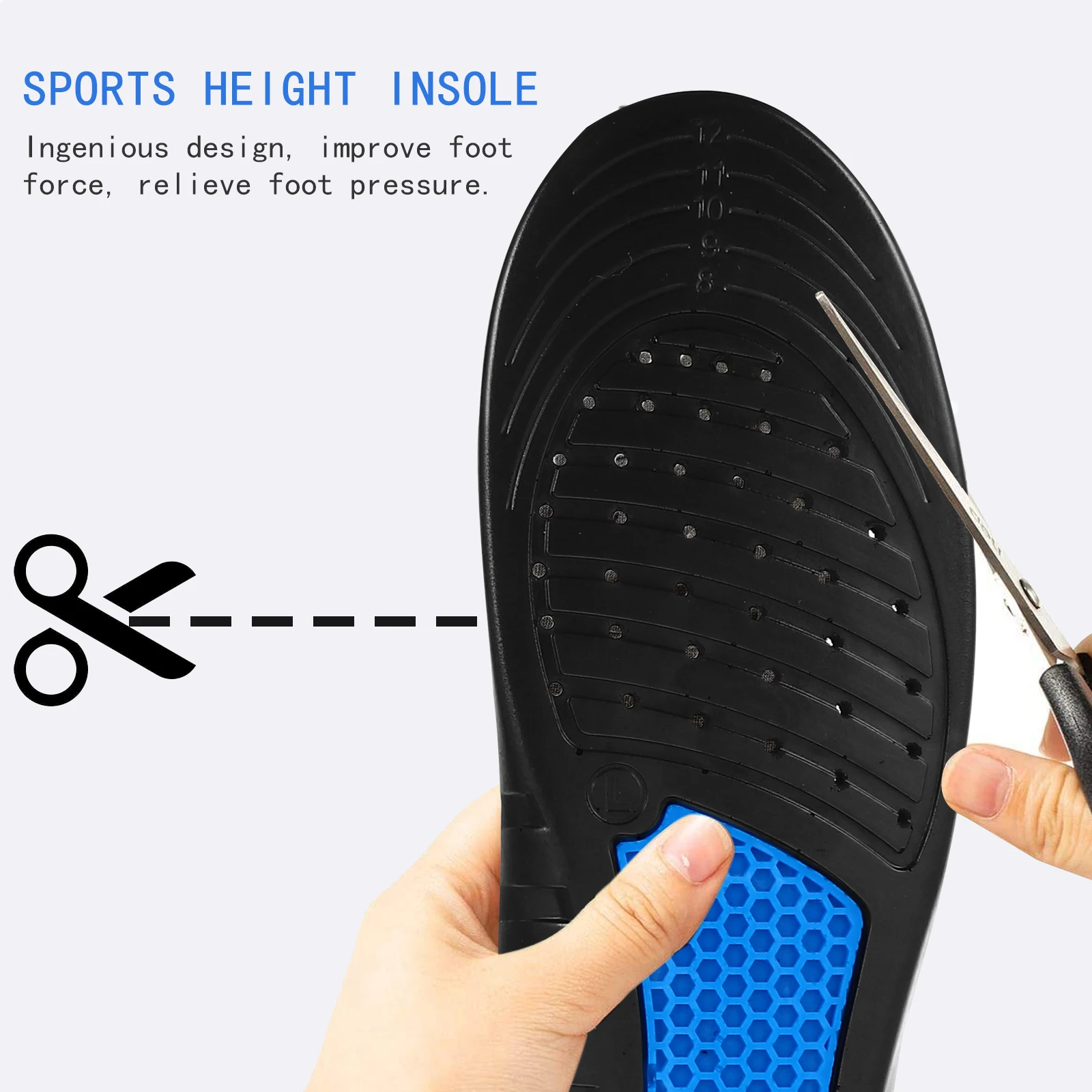 

Sports Insoles Height Increase Shoe Cushion Arch Support Foot Pain Relief Orthotic Insole For Walking Running Hiking