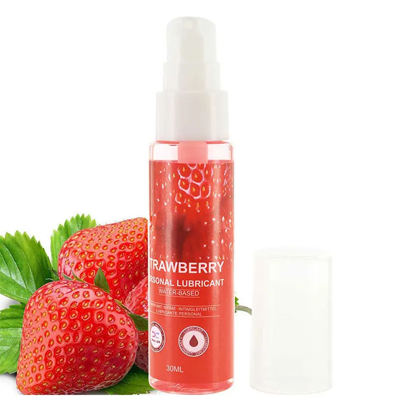 30ml Strawberry Flavor Edible Lubricant For Anal Vaginal Oral Sex Silicone Lubricating Oil Adult Sex Products Body Massage Gel