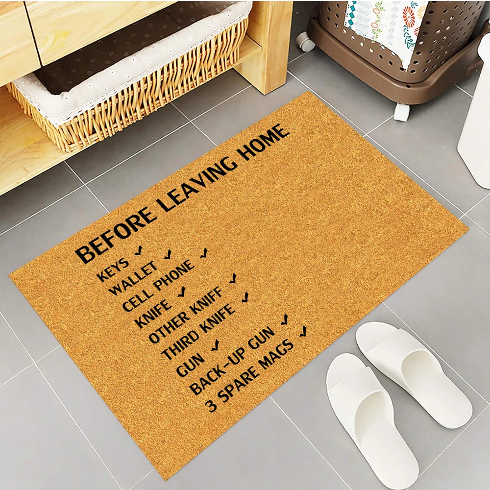 Take your keys Gun Before Leaving Home Doormat Entrance,Non-Slip Rubber Floor Mat, Housewarming Welcome Door Mat,Home Decor