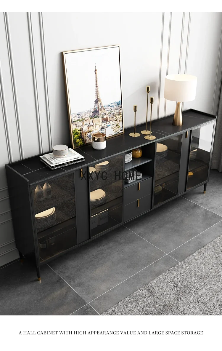 خزانة جانبية متكاملة خفيفة خزانة مشروبات فاخرة جدار غرفة المعيشة المنزلي خزانة شاي متعددة الوظائف