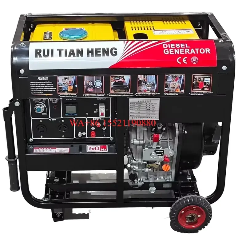 WMWMNU for RTH 3.5 5 6 7 8 10 12KW KVA Portable Energy-saving 1-Cylinder Open Frame Air-cooled Diesel Generator with 100%