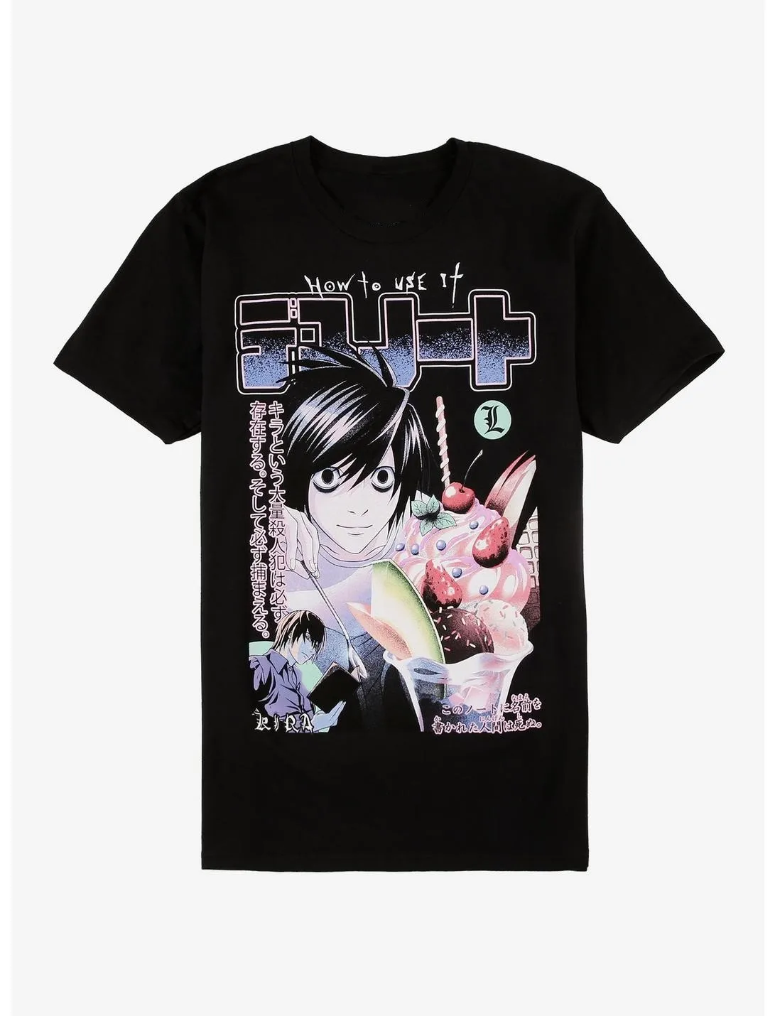 Death Note T-Shirt 2000s High Street Punk Print Short-Sleeved Fashion Top Casual Streetwear Casual Loose Cotton T-Shirt Unisex