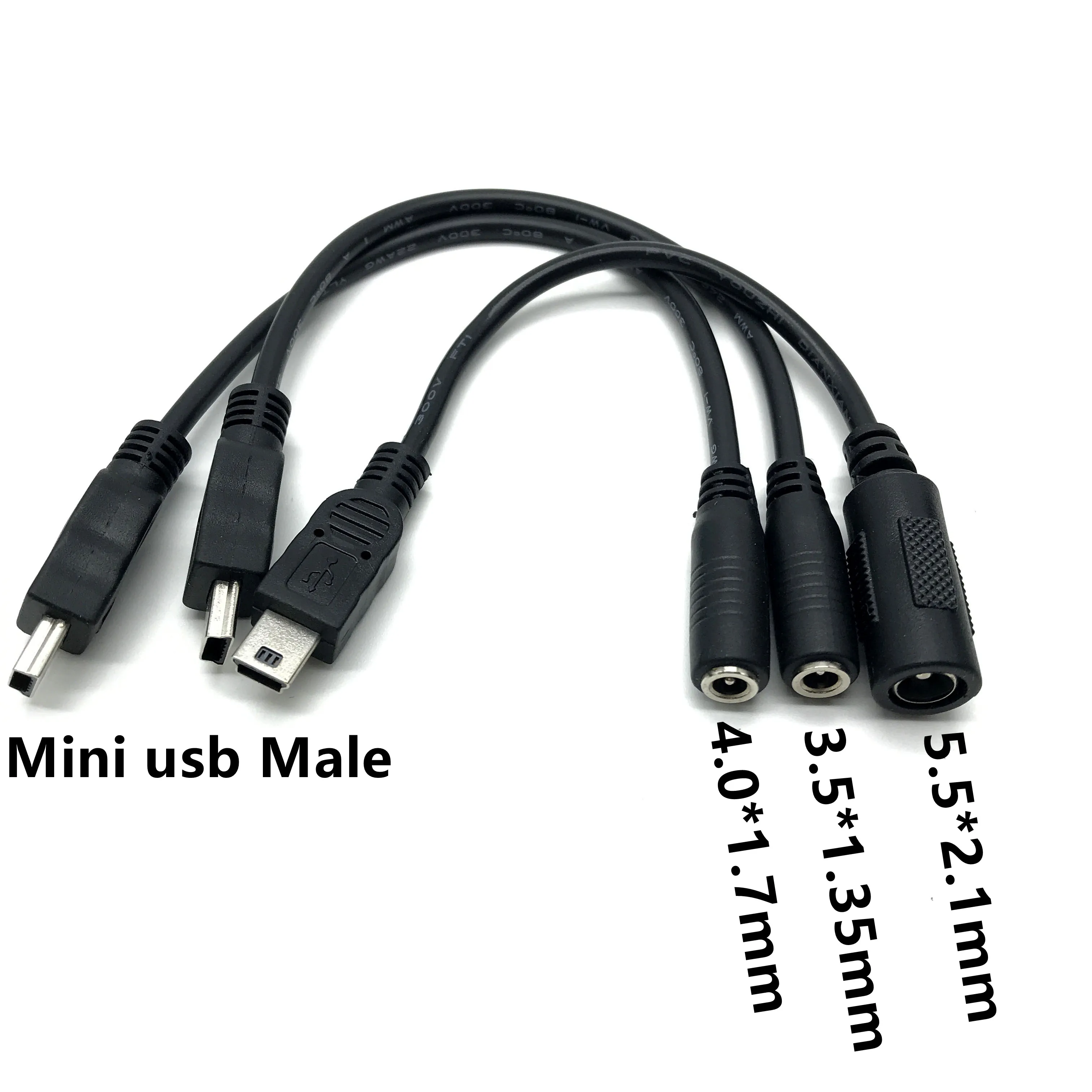 Mini USB 5pin Male To DC 5.5*2.1mm 4.0*1.7mm 3.5*1.35mm Female  Power Charging Conversion Plug Cable 15cm 5V ​