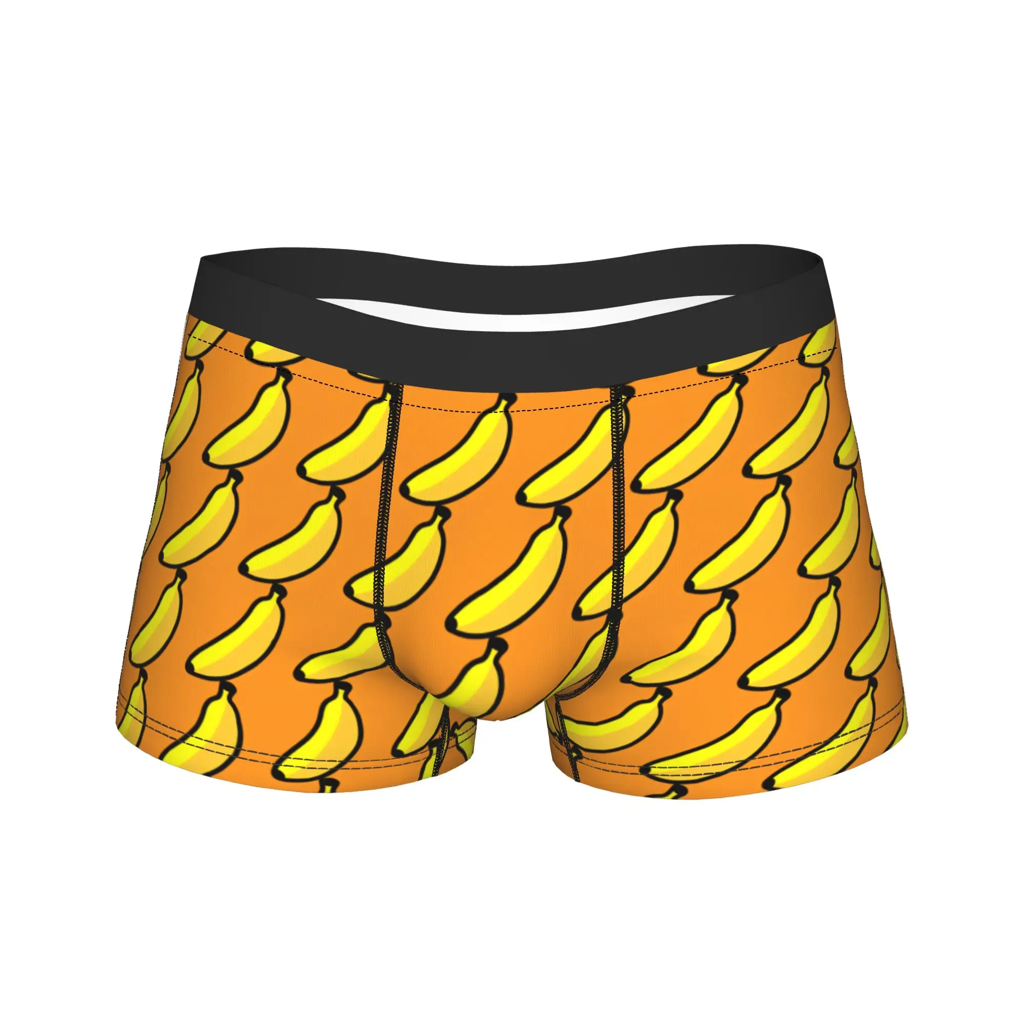 

Simple Banana Seamless Pattern Orange Background Boxer Shorts 3D Pouch Underwear High Quality Customs Shorts Briefs Breathable