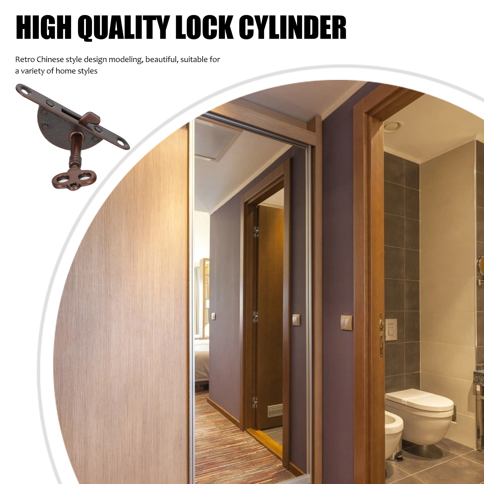 

2Set Vintage Iron Lock Retro Half Round Lock Decorative Jewelry Cabinet Drawer Box Replacement Durable Furniture Latch