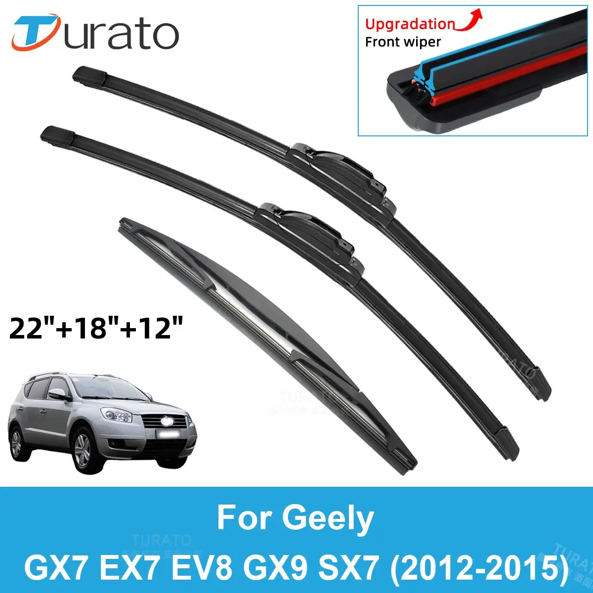 

3PCS Car Wiper Blades for 2012-2015 Geely GX7 EX7 EV8 GX9 SX7 Rear Windshield Wipers Double Rubber Car Accessories