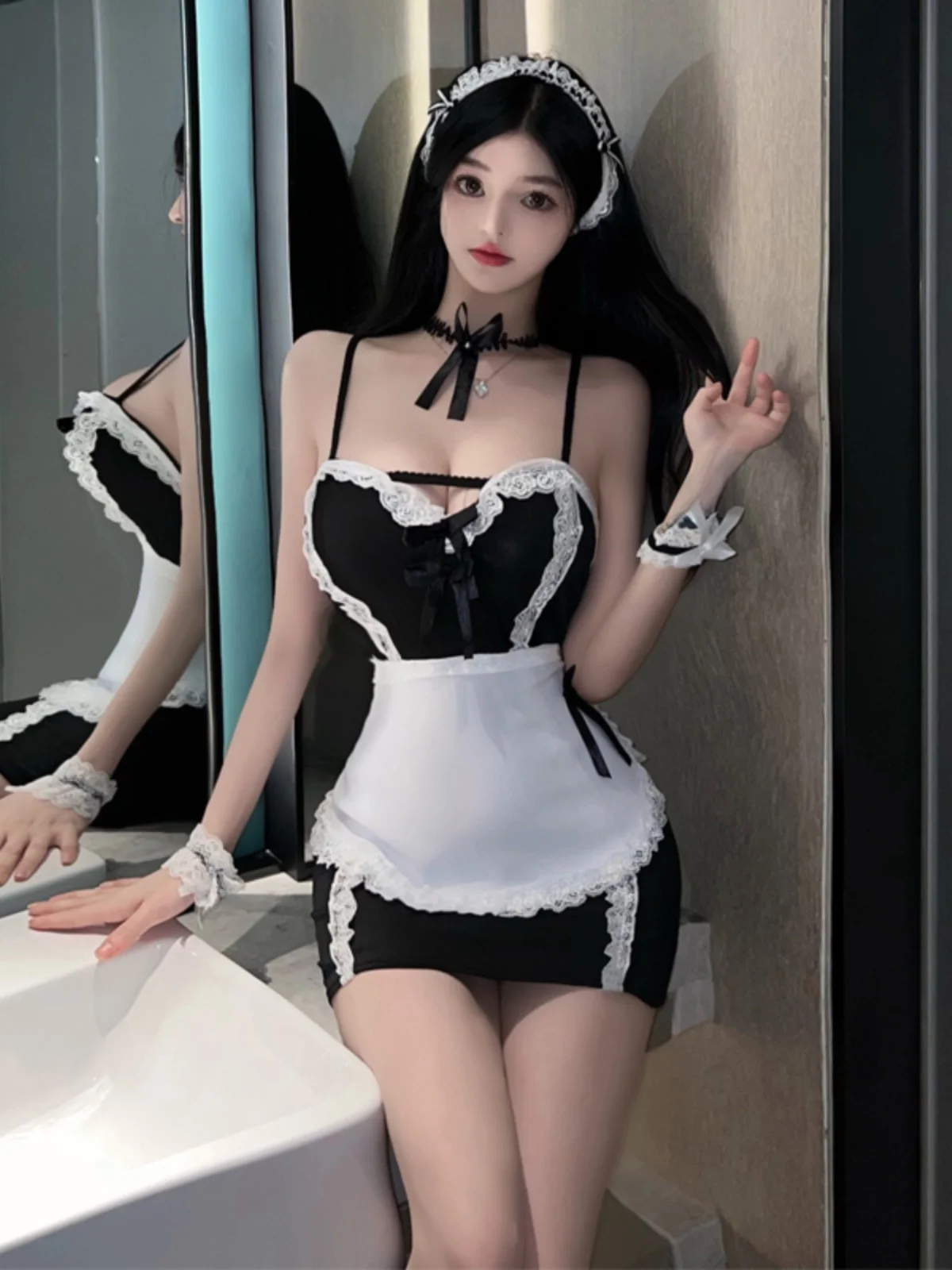 

Сексуальный фартук Pure Desire Hot Girl с кружевной отделкой и ремешком Dr, японская юбка с запахом и высокой талией, юбка из полиэстера и волокна