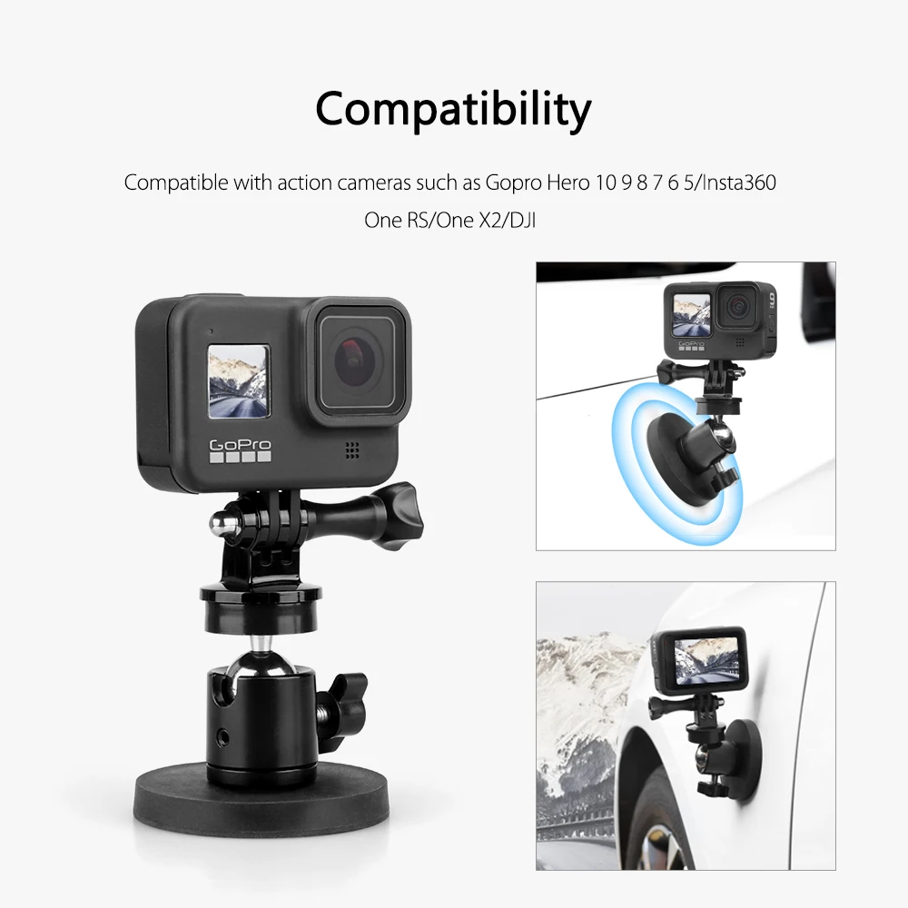 Vamson Magnetic Camera Mount for GoPro Hero 10 9 8 Insta360 DJI Osmo Action Camera Magnetic Swivel Mount for GoPro Accessories