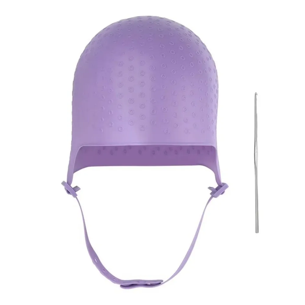 DIY Adjustable Hair Highlight Cap Reusable Detachable Strap Hair Bleach Cap with Pull Hook Hair Dyeing Kit Hair Colouring Tool