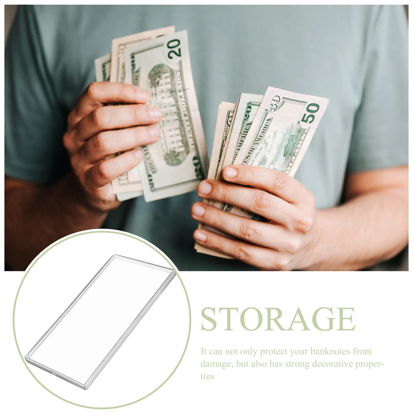 10 Pcs Banknote Box Clear Money Sleeves Protector Photo Album Holders Organizer Coin Protective Purse Banknotes Collection Case