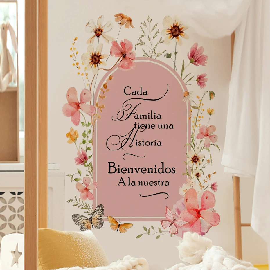 

Spanish Arch Floral Warm Family Quotes Wall Sticker Mural Art Decal wallpaper Room Bedroom Living Room Door Interior Home Decor
