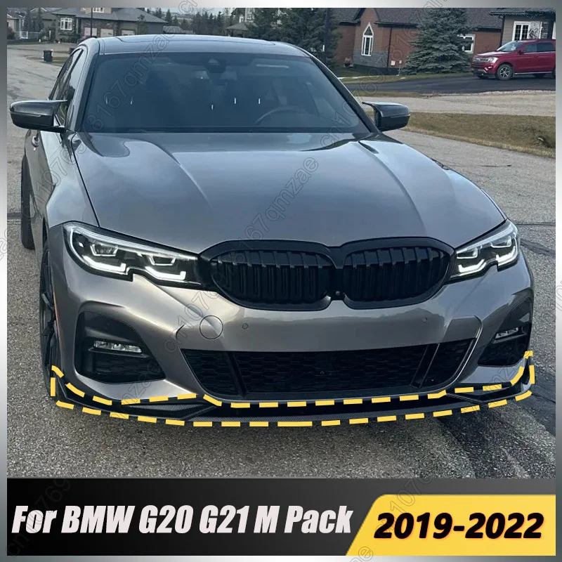 Комплект из 3-х сплиттеров переднего бампера (спойлеров) для тюнинга BMW 3 серии G20 G21 G28 320i 330i M340i M Pack 2019-2022