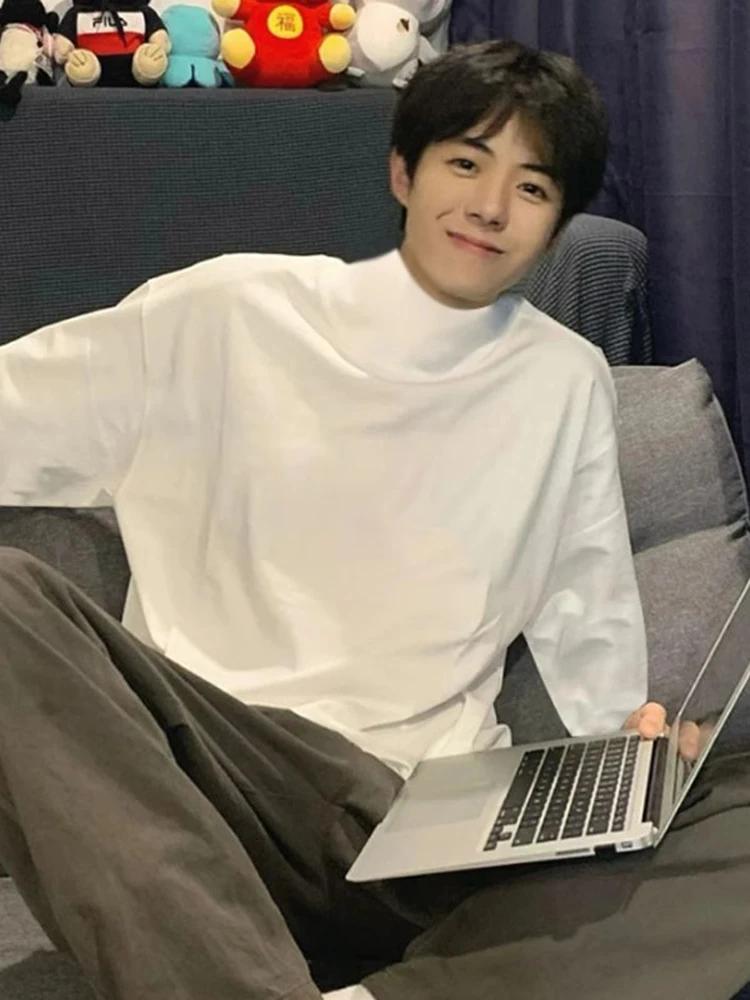 

Loose Fit Long Sve round Ne Thermal T-irt Men's Autumn Winter Fce Lined Base Layer irt Heavyweight Crew Ne Tee