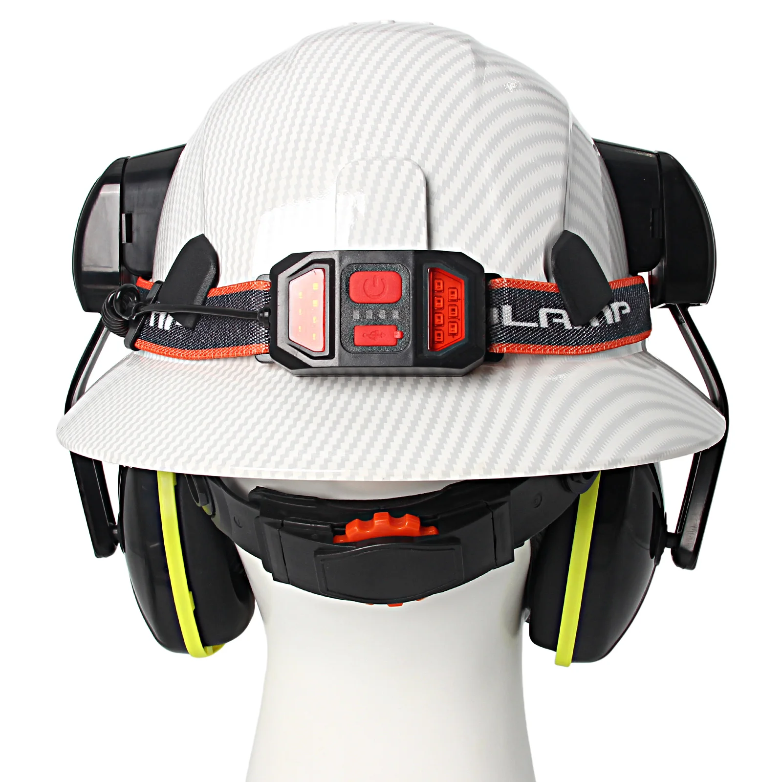 CE Full-brim Hard Hat with Earmuffs Head Lamp Anti-Collision Construction Safety Helmets Lightweight Working Rescue Cap ANSI