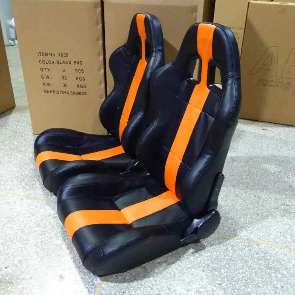 

Black Orange Racing Seats PVC Leather For Universal Adult Use Racing Sport Seats With Double Slider
