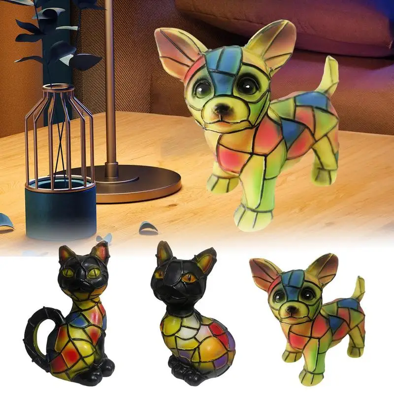 

Resin Animal Table Lamp Cat Dog Series Art Night Light Stained Resin French Handmade Decorative Nightstand Lamp Indoor Ornament