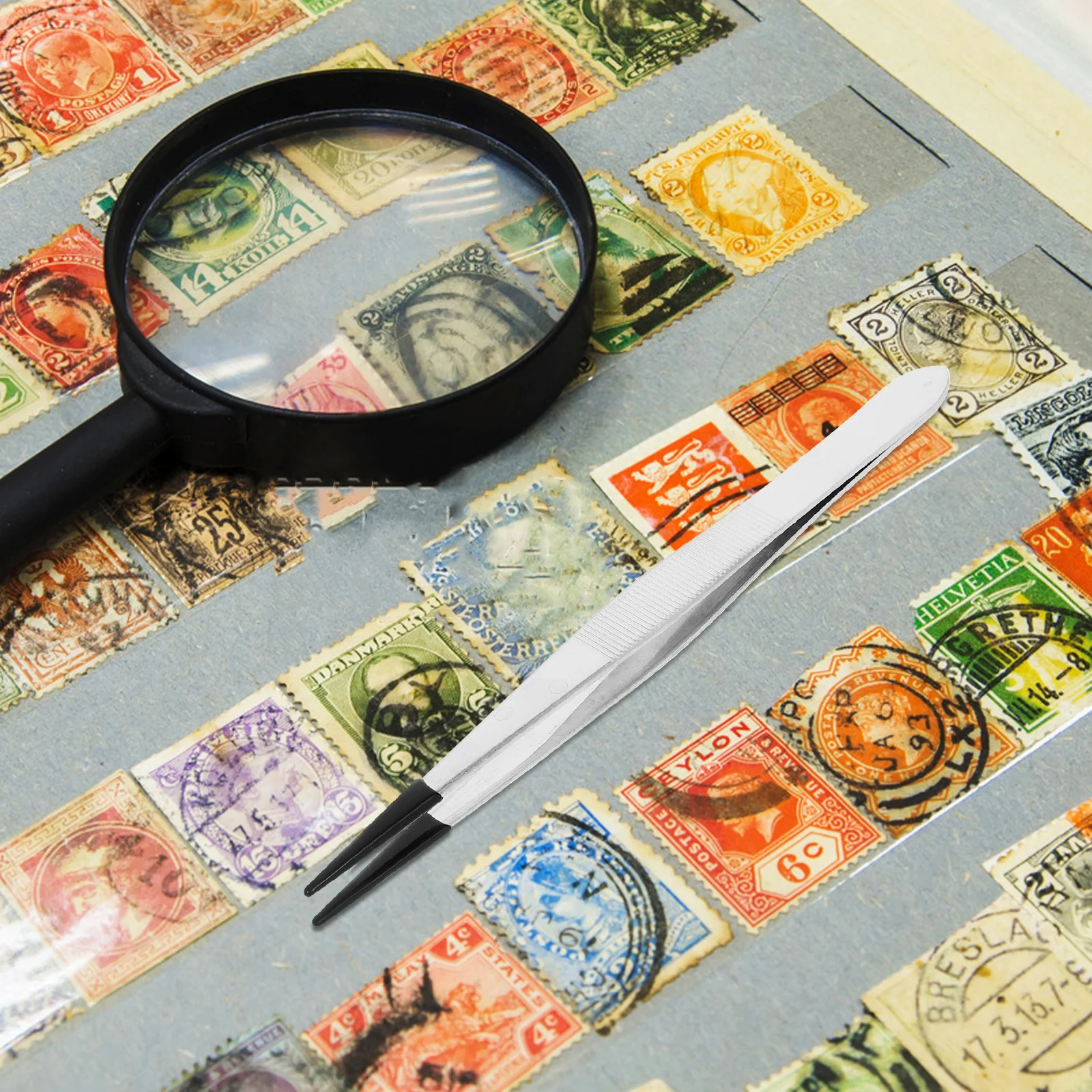 Pęsety ze stali nierdzewnej, długie, płaskie, z gumowym końcem, do rękodzieła, stemplowania, monet, rzęs, precyzyjne narzędzia, wielofunkcyjne metalowe szczypce ręczne.