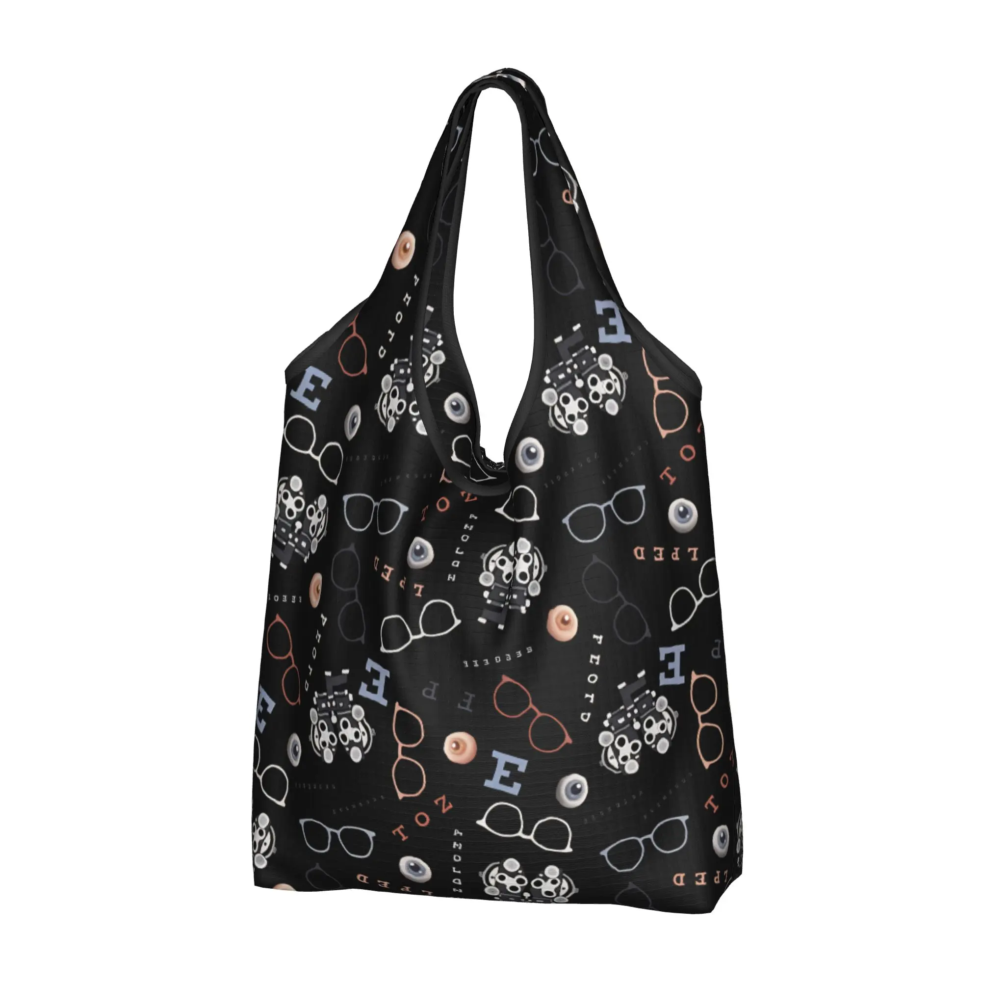 Recycling Funny Optician Optometrist Shopping Bag Women Tote Bag Portable Eye Test Chart Groceries Shopper Bags
