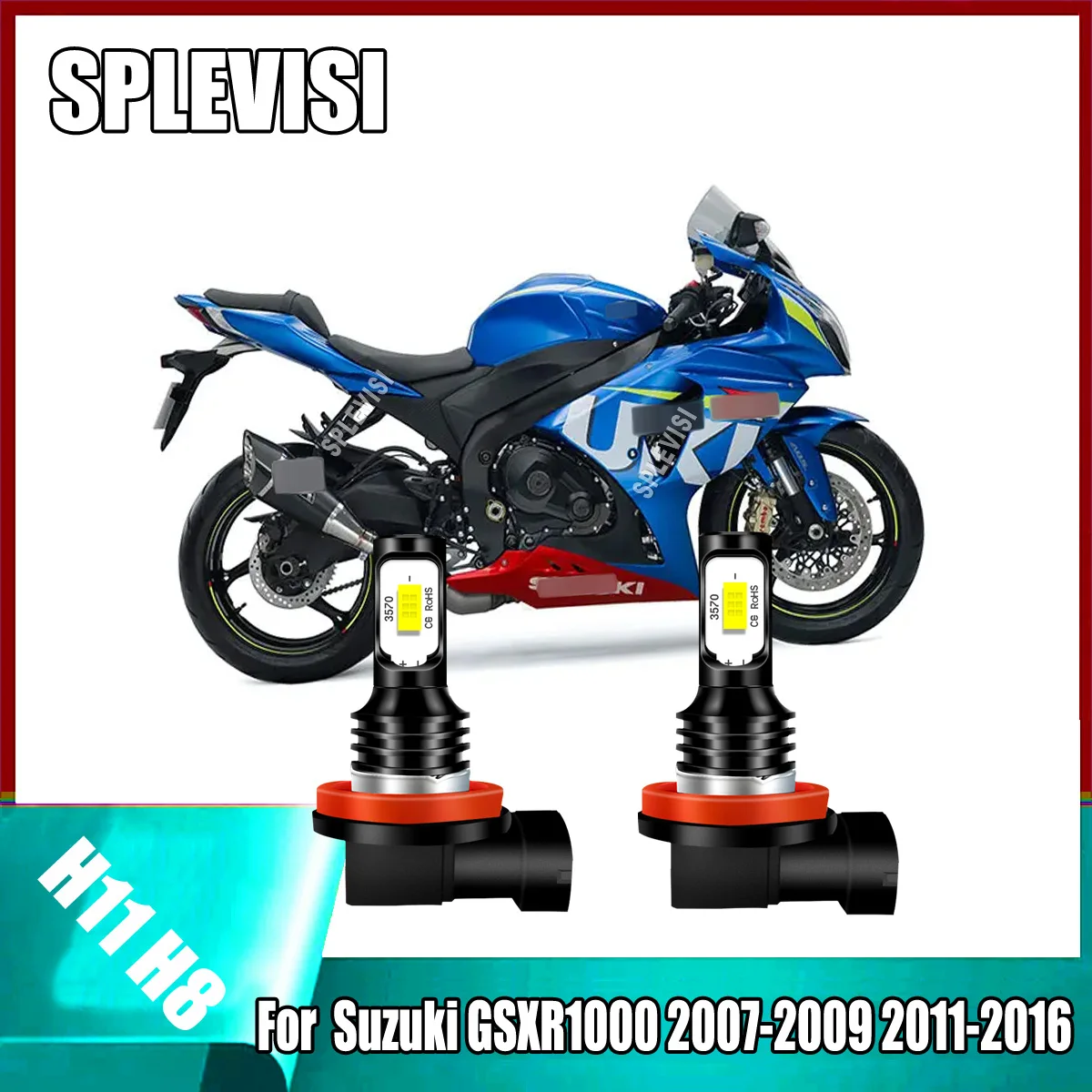 

2x H11 H8 H9 High Beam Headlight LED Bulbs 6000K Crystal White Plug & Play Installation For Suzuki GSXR1000 2007-2009 2011-2016