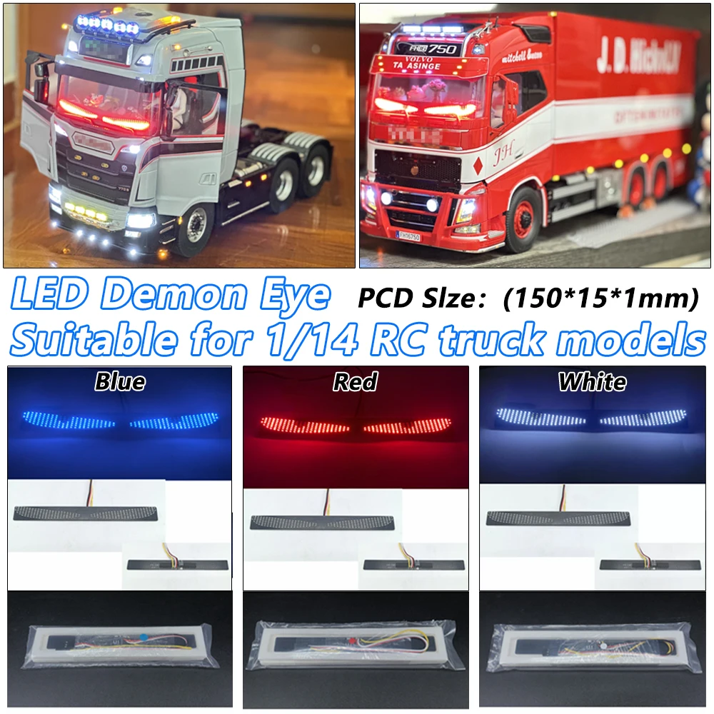 LED PCB Demon Eye Decoration Light for 1/14 Tamiya RC Truck Trailer Dump Truck Model Toy 770S R620 FH16 3363 3348 DIY Parts