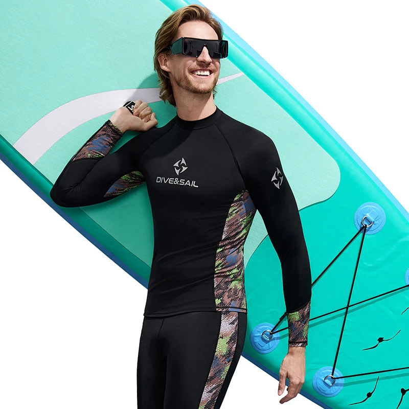Diving Skin Suit Top for Men Lycra Swimsuit Rash Guard Skin Thin Wetsuit UV Protection Quick Dry Swimwear for Surfing Snorkeling