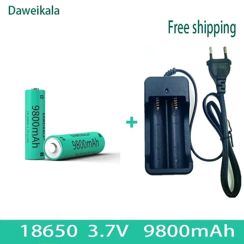 2023brand new rechargeable battery 3.7V 18650 9800mAh capacity lithium-ion flashlight rechargeable battery+charger