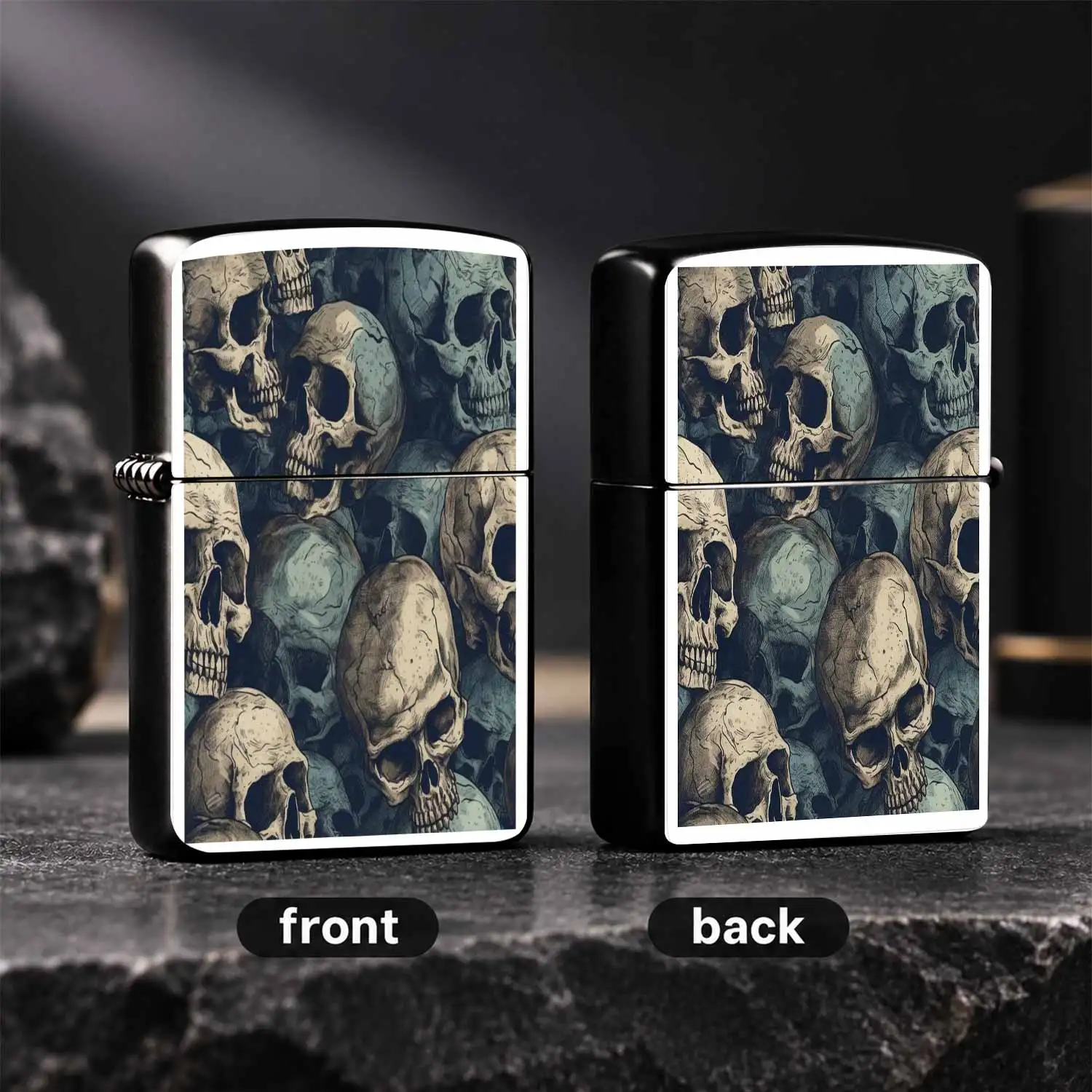 Vintage Hand Drawn Stacked Skulls Sticker Decor, Dark Aesthetic Art Style Portable Ignition Accessory, Trendy Unique Cool Sticker For Multi-Scene Use, Stylish Exquisite Practical Daily Carry Ornament For Trendsetters A Humorous And Interest