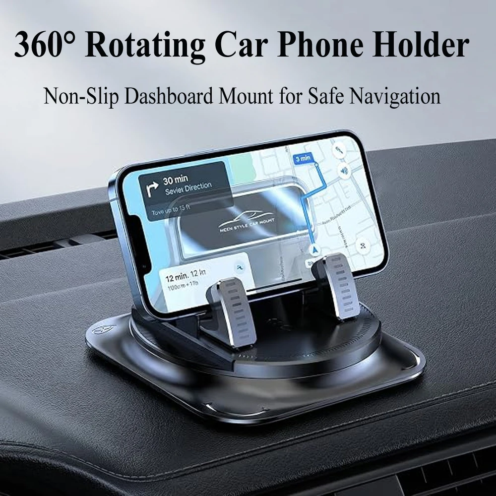 Anti-Slip Dashboard Mount for 360° Rotation, Perfectly Positions Your Phone for Safe GPS Navigation and Distraction-Free Driving
