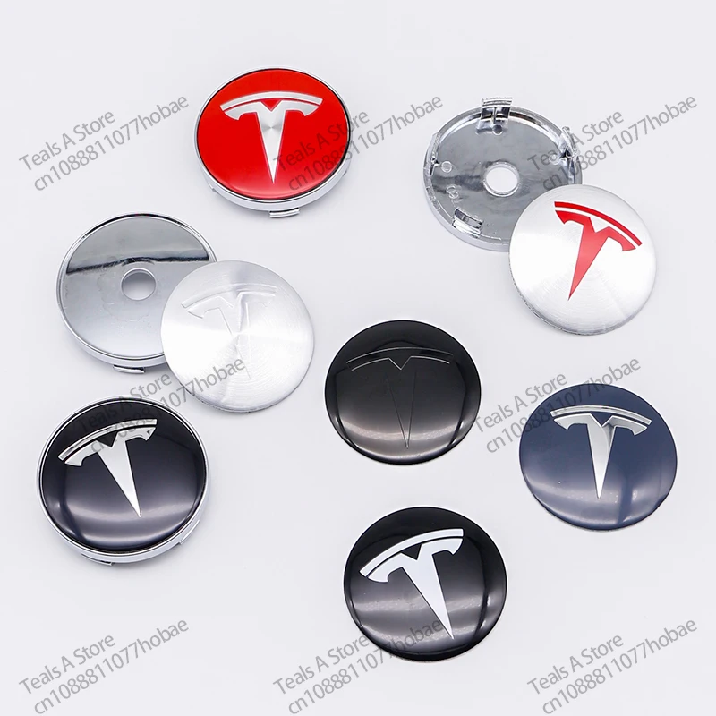 4 Uds 56mm tapa de cubo Tesla tapa central Logo pegatina de alta calidad para Tesla modelo 3 Y S X pegatina de coche personalizada accesorios de