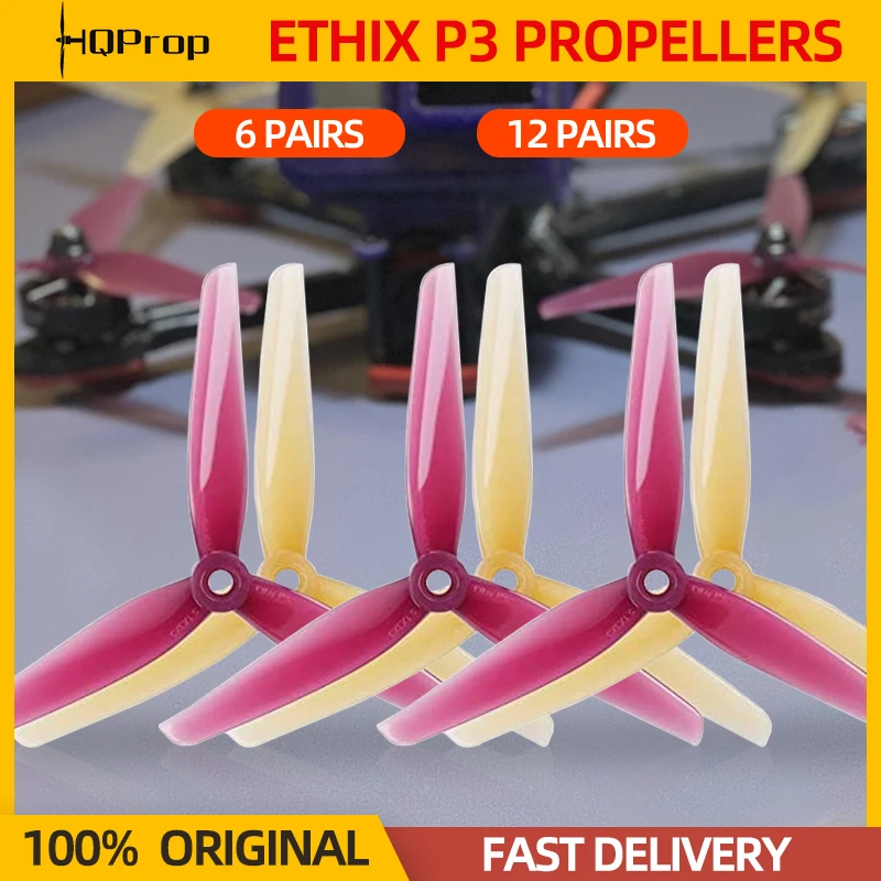 6/12 Pairs HQPROP HQ Ethix P3 Peanut Butter Jelly Prop 3-Blade PC Propeller 5130 5.1X3X3 For RC FPV Racing Freestyle 5inch Drone