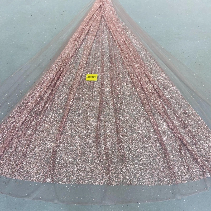 

10 Yards Pink Patterned Wedding Dress Fabric Mesh Spray Lace 150cm Wedding Party Spray gold Tull fabric