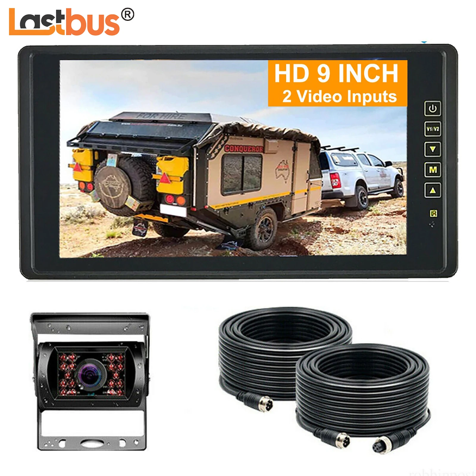 

Lastbus 20m 4Pin 9" Monitor Heavy Duty Truck Reversing Kit+IR CCD Reverse Camera 12V-24V