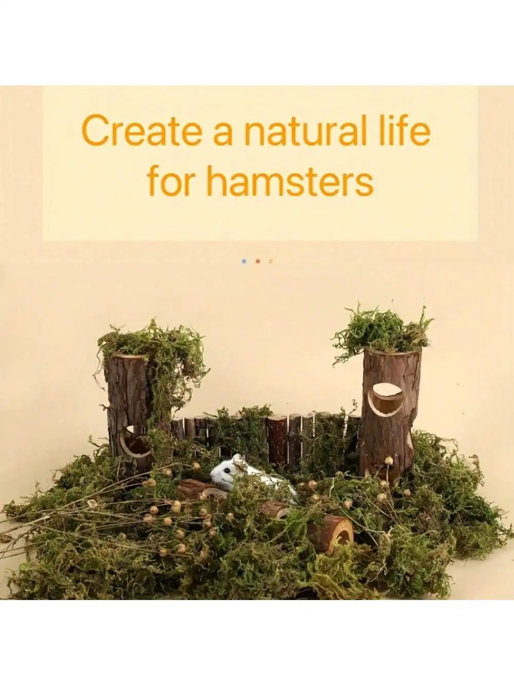 Image 3: Tunnel cachette pour Hamster en bois naturel, 20cm, 15cm, maison pour animaux de compagnie, avec trous, Cage pour petits animaux, accessoires pour Hamsters, gerbilles