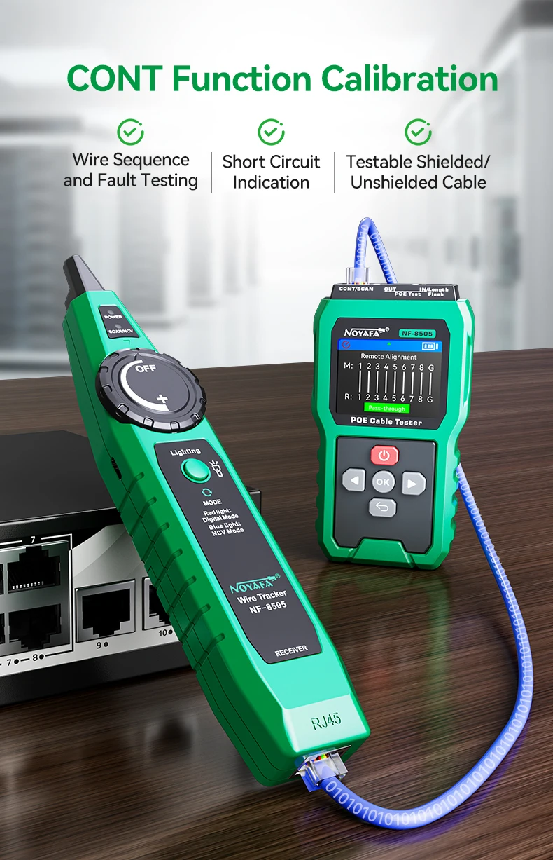 NOYAFA Netzwerkkabel-Tester RJ45 Kabelverfolgungsgerät NF-8505 Störungsfreier Kabeltester PoE-Prüfer Fehlerdistanz-Messgerät – Detail 3