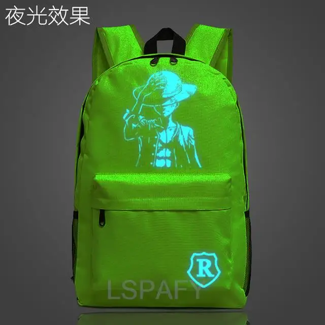 Monkey D Luffy One Piece Backpack Backpack travel School Luminous Book Bag teenagers Laptop Zipper bag Glow in the dark