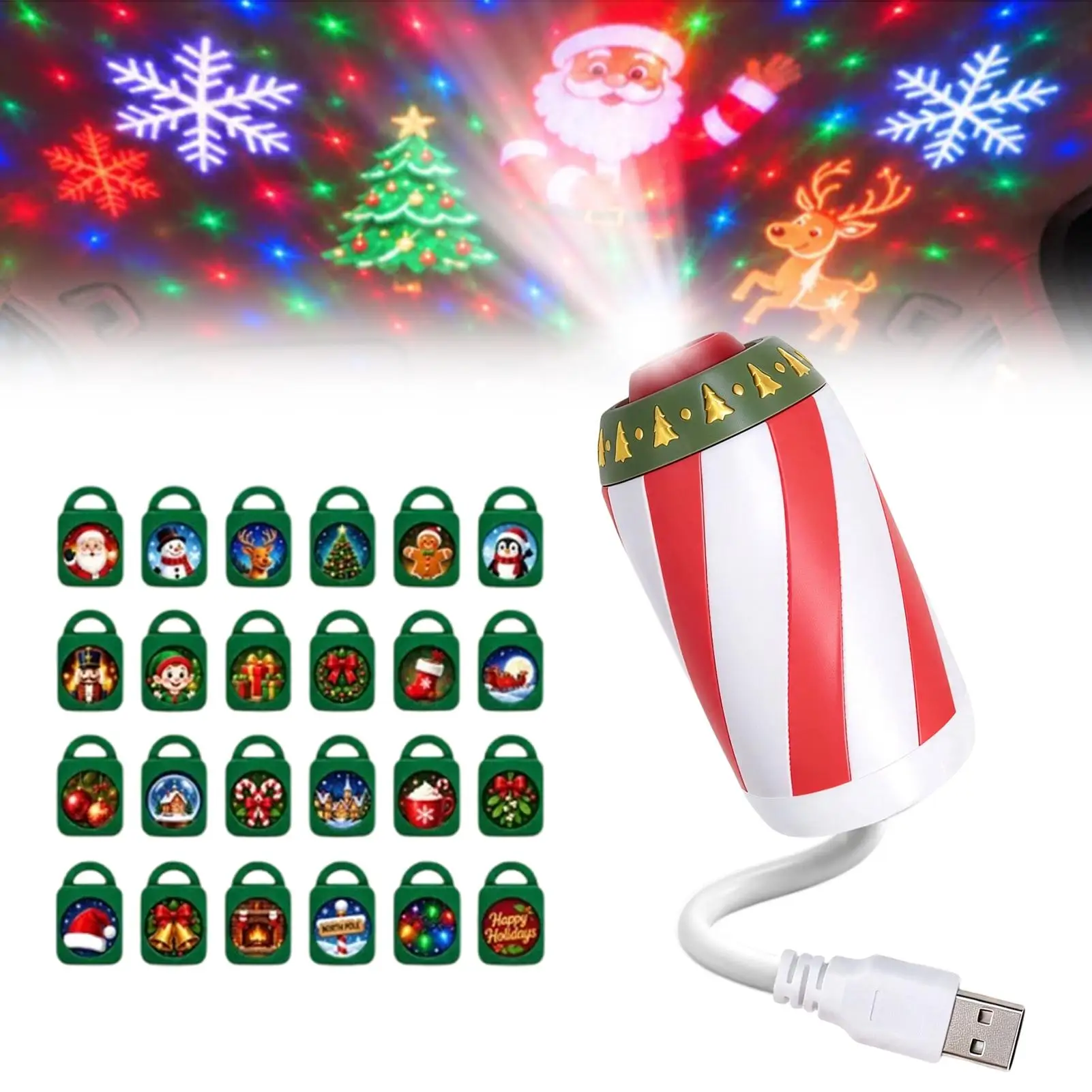 Christmas Window Projector Christmas Holiday USB Powered Projection Holiday Lights Ceiling Projector for Home Car Auto SUV RVs