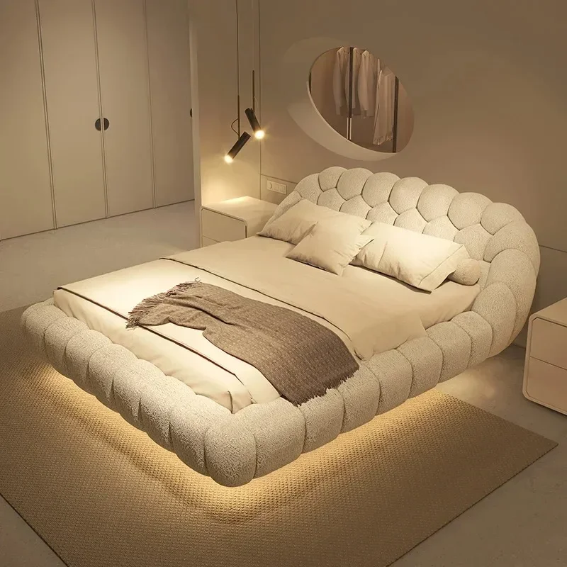 Q181 Lambswool Floating Bed Aesthetics Princess Wedding High End Quality Bed Modern Apartment Confortable Muebles Bedroom Furnit